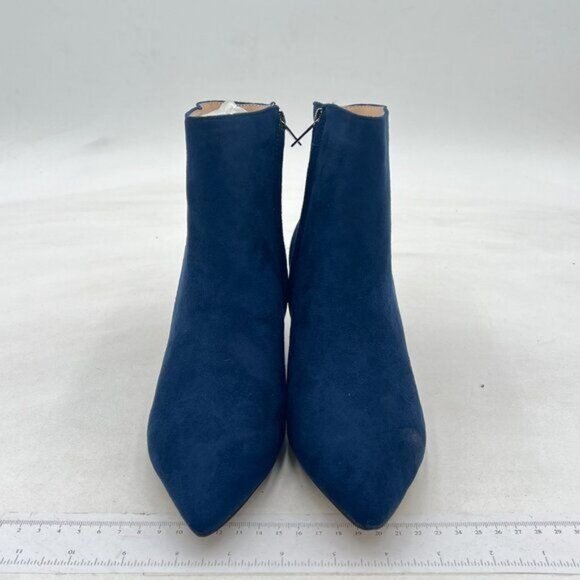 Women Kitten Low Heel Booties Pumps Pointed Toe Ankle Boots Shoes with Zips - Picture 3 of 7